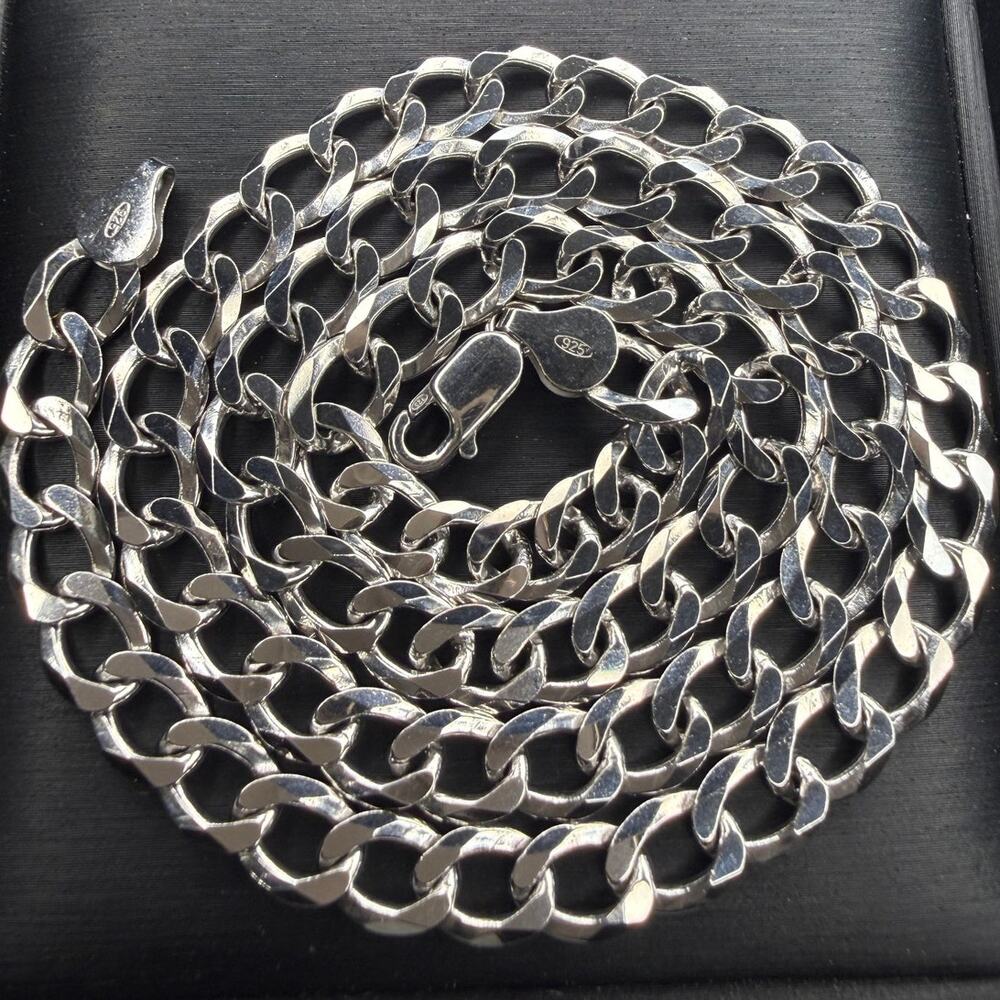 Vintage Solid 925 Sterling Silver Miami Cuban 22" Long 8mm Wide 37 GRAMS
